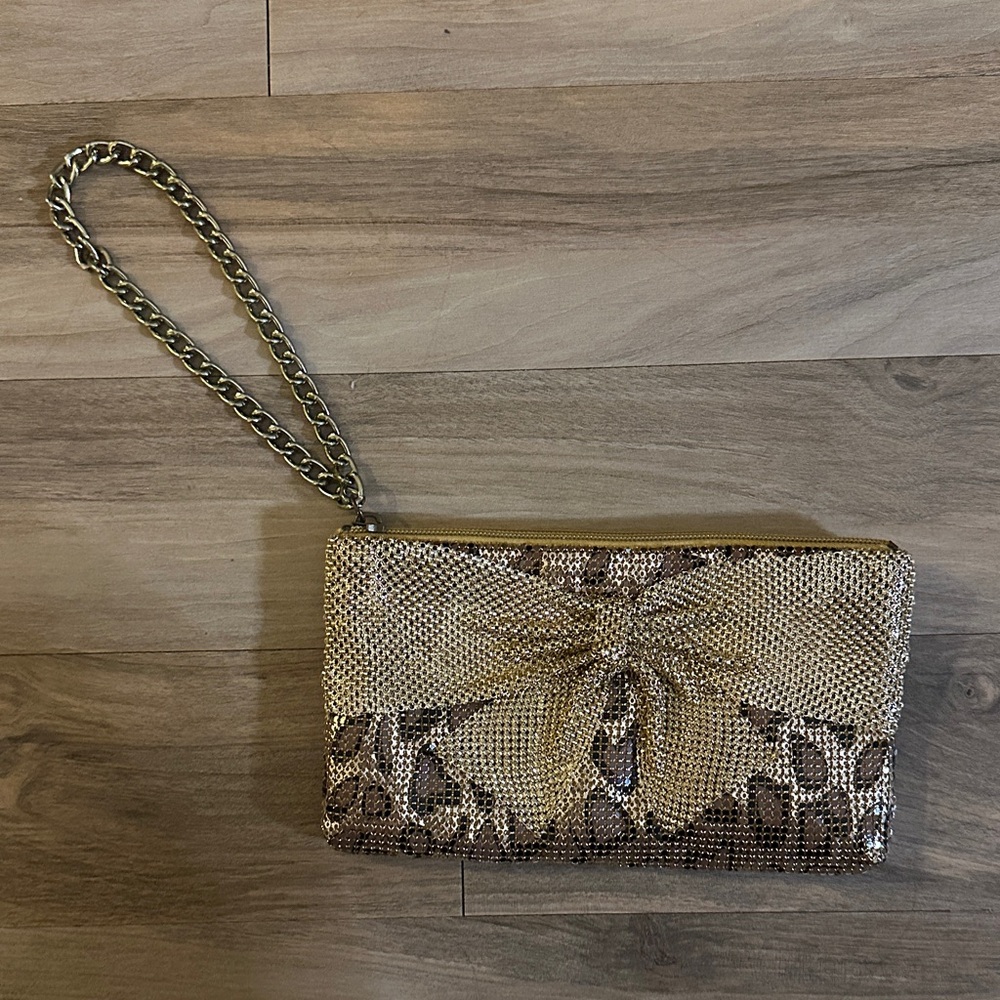 Elegant Chain Strap Clutch - Gold and Brown